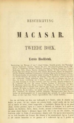 Eerste hoofdstuk. Beschrijving van Macasar of van't eiland Celebes. ...