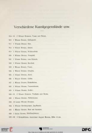 Verschiedene Kunstgegenstände usw. (Nr. 914-998)