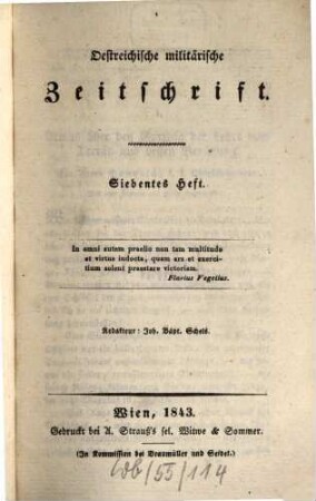 Oestreichische militärische Zeitschrift. 1843, 7/9