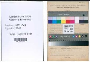 Entnazifizierung Friedrich Fritz Fricke , geb. 11.08.1893 (Vermessungingenieur)