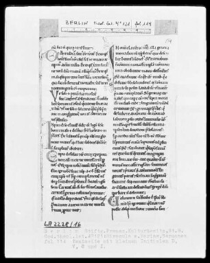 Miracula Sanctae Mariae, Sermones de sanctis per annum — Initialen D, V, C und I, Folio 114recto