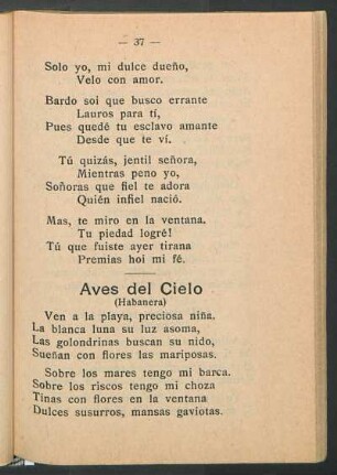 Aves del cielo : (Habanera)