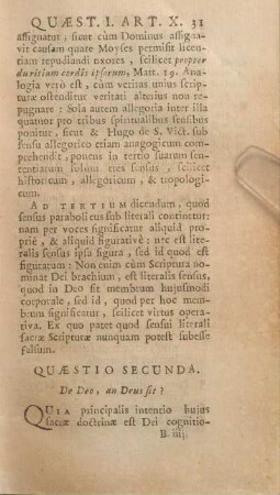 Quaestio Secunda. De deo, an Deus sit?
