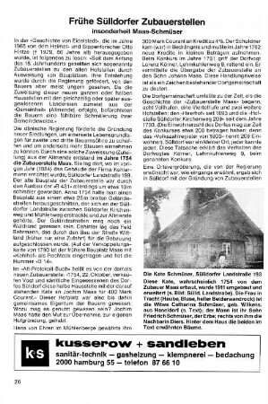 Frühe Sülldorfer Zubauerstellen : insonderheit Maas-Schmüser