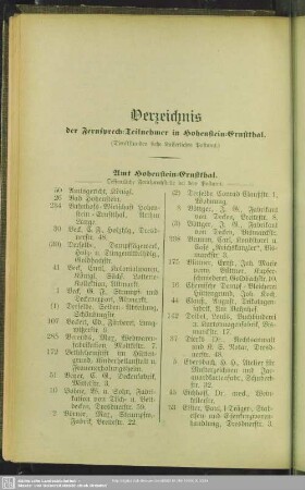Verzeichnis der im Fernsprech-Teilnehmer in Hohenstein-Ernstthal