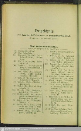 Verzeichnis der im Fernsprech-Teilnehmer in Hohenstein-Ernstthal