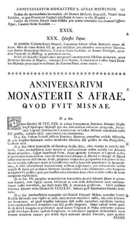 [V.] Anniversarium Monasterii S. Afrae,...