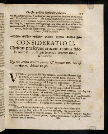 193-200, Consideratio LI. Christus praeferens crucem omnes fideles animat, ut & ipsi ferendo crucem suam, sequantur. Consideratio LII. Christus cruce exaltus, est aquila provocans nos ad volandum.