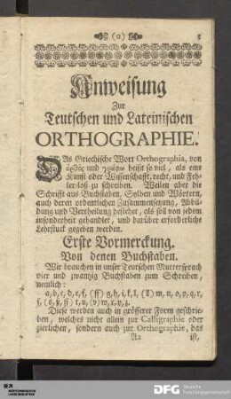 Anweisung zur teutschen und lateinischen Orthographie.