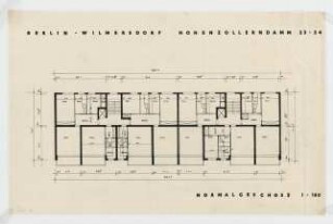 Wohnhäuser Hohenzollerndamm 23/24, Berlin-Wilmersdorf: Grundriss Normalgeschoss 1:100