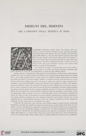 1: Disegni del Bernini per l'obelisco della Minerva in Roma