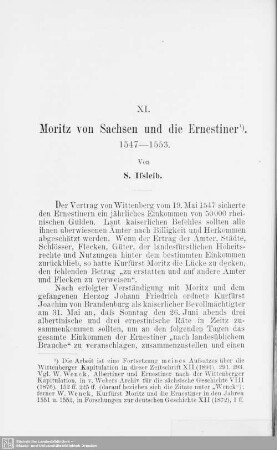 XI. Moritz von Sachsen und die Ernestiner : 1547-1553
