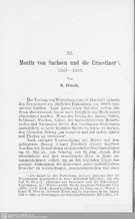 XI. Moritz von Sachsen und die Ernestiner : 1547-1553