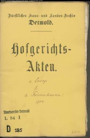 von Donop, zu Wöbbel gegen Kapitänleutnant von Friesenhausen zu Belle - Schuldforderung