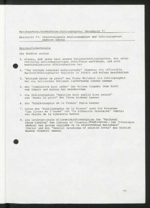 Abschnitt 11: Internationale Bibliographien und Bibliographien anderer Länder