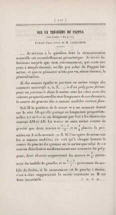 Sur un théorème de Pappus.