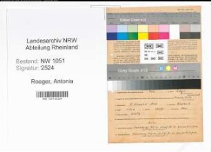 Entnazifizierung Antonia Roeger , geb. 17.11.1915 ()