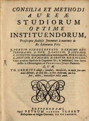 Consilia ... Studiorum optime instituendorum