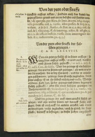 Von der peen oder straffe der falschen gezeugen/ Cap. LXXXVIII.