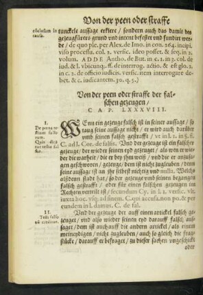 Von der peen oder straffe der falschen gezeugen/ Cap. LXXXVIII.