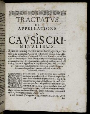 Tractatus De Appellatione In Causis Criminalibus.