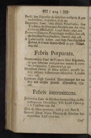 Febris intermittens.