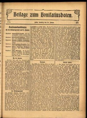 Zweite Ausgabe vom Sonntag, den 20. Januar 1907.