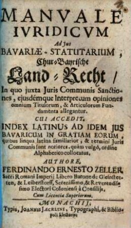 Manuale iuridicum ad ius statuarium Bav.
