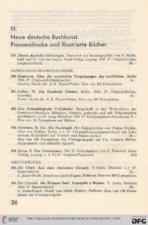 III. Neue deutsche Buchkunst. Pressedrucke und illustrierte Bücher
