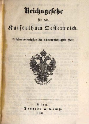 Reichsgesetze für das Kaiserthum Österreich, 16. 1851 = H. 46 - 48