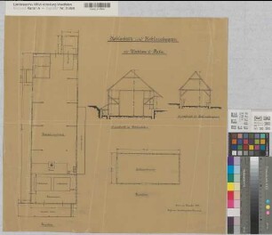 Wocklum (Balve) Kohlenhütte und Kohlenschuppen Grundrisse, Schnitte 1909 1 : 100 57 x 59 Zeichnung Landsberg-Velensches Bauamt Landsberg-Velen