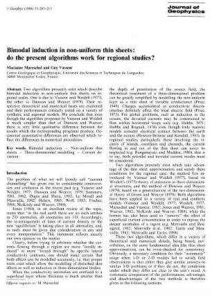 Bimodal induction on non-uniform thin sheets: do the present algorithms work for regional studies?