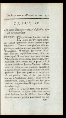 Caput XV. De varia Ecclesiae veteris disciplina circa poenitentiam