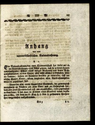 Anhang von einer vormundschaftlichen Naturalrechnung.