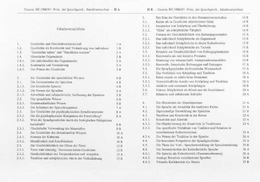 II-III, Inhaltsverzeichnis