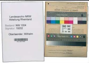 Entnazifizierung Wilhelm Oberlaender , geb. 30.03.1894 (Angestellter)