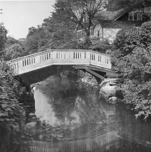 Piermont, Rockland County, Holzbrücke über einen Kanal