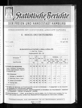 Die Umsatzentwicklung im Einzelhandel in Hamburg im Februar 1963 : Lfd. Nr. 25