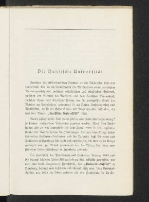Die Hansische Universität