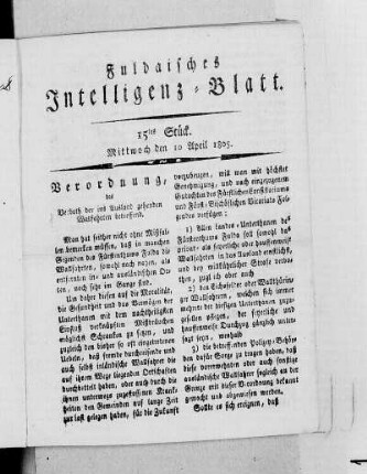 15tes Stück, Ausgabe vom 10. April 1805