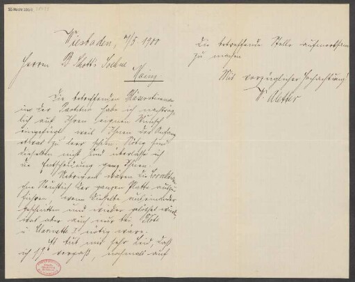 Brief an B. Schott's Söhne : 01.05.1900