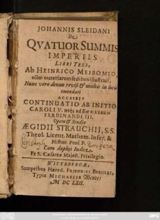 Johannis Sleidani De Quatuor Summis Imperiis : Libri Tres
