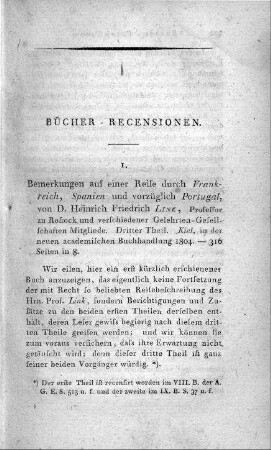 Bemerkungen auf einer Reise durch Frankreich, Spanien, und vorzüglich Portugal / von Heinrich Friedrich Link. - Kiel : Neue Acad. Buchhandlung. - 3. Theil, 1804