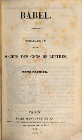 Babel : publication de la Société des Gens de Lettres, 1