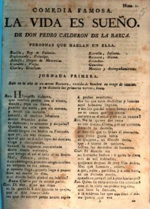 Comedia famosa La vida es sueño