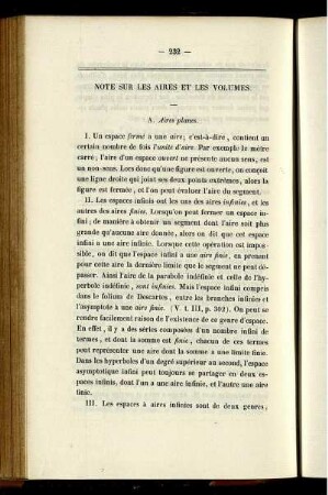 Note sur les aires et les volumes.