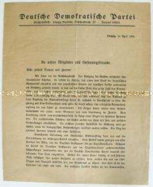 Rundschreiben der DDP zur Reichstagswahl 1924