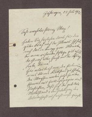 Schreiben von Anton Fendrich an Prinz Max von Baden; Herausgabe der Zeitschrift: "Der Amboss"