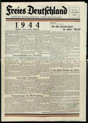 Zeitung, Freies Deutschland. 1. Jahrgang 1943