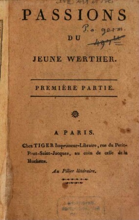 Passions Du Jeune Werther, 1